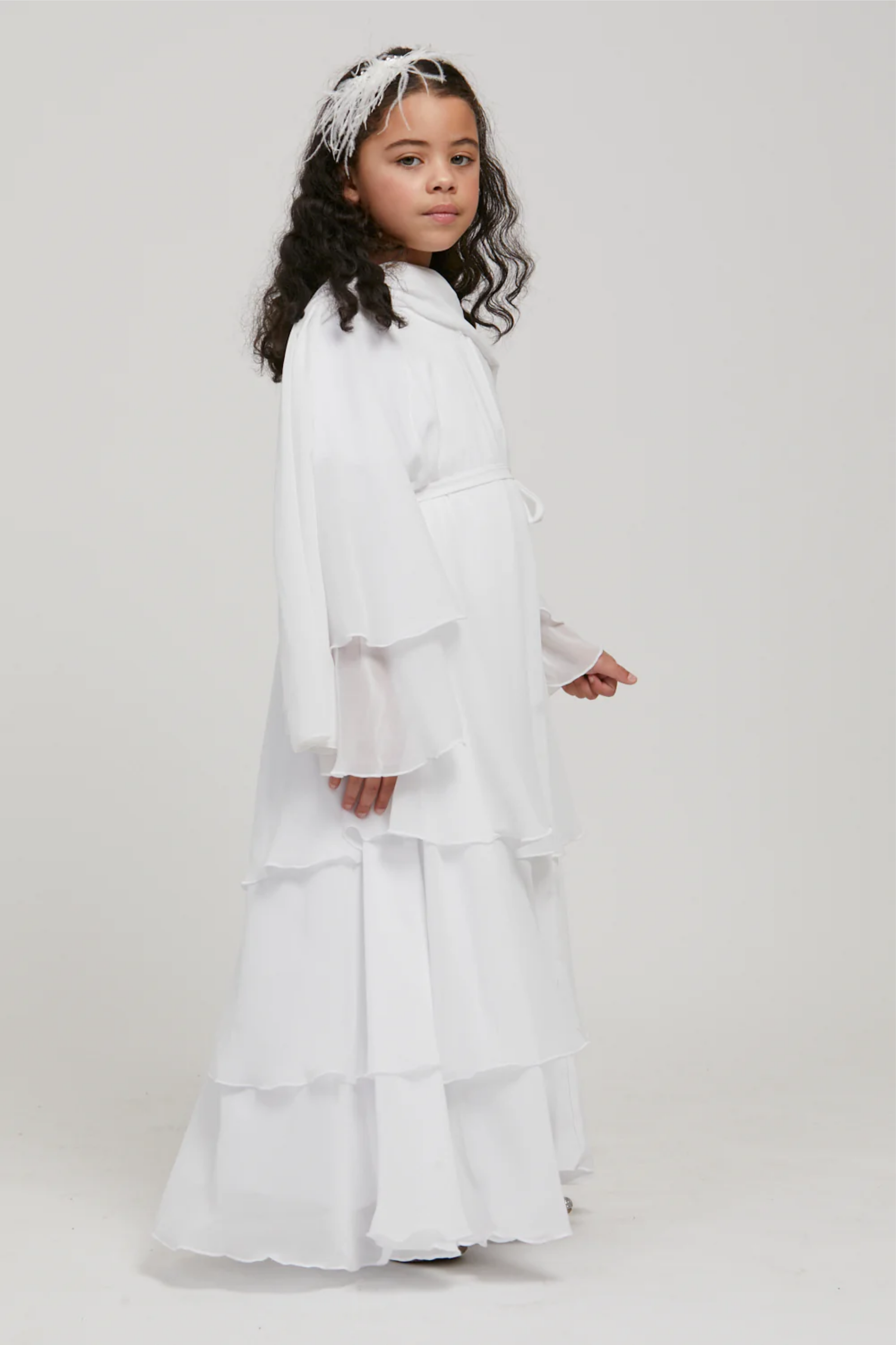 Perle Flottante : Abaya Enfant Blanc (foulard inclus)