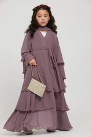 Perle Flottante : Abaya Enfant Prune (foulard inclus)