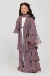 Perle Flottante : Abaya Enfant Prune (foulard inclus)