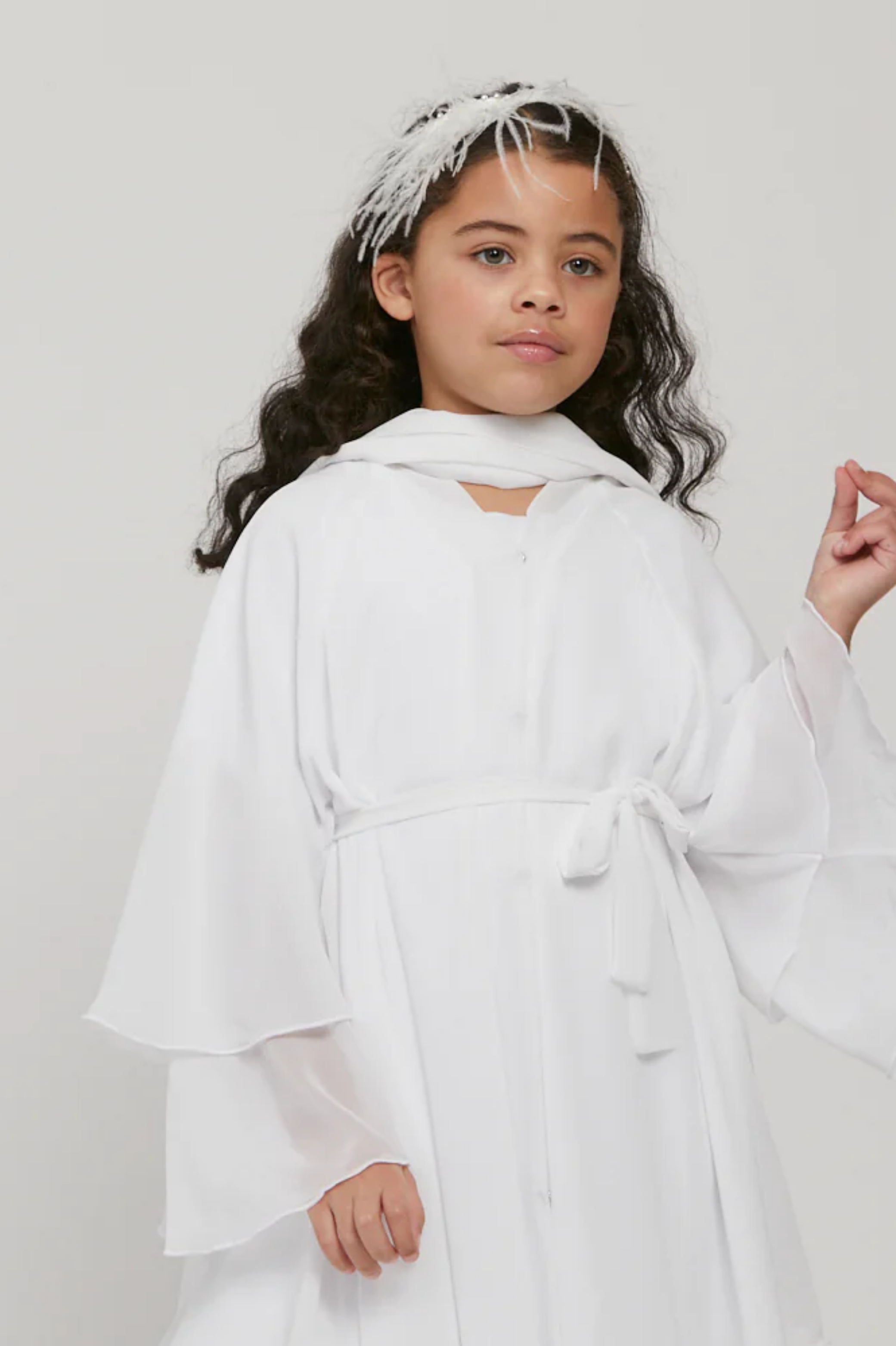 Perle Flottante : Abaya Enfant Blanc (foulard inclus)