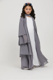 Perle Flottante : Abaya Enfant Gris (foulard inclus)