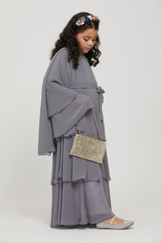 Perle Flottante : Abaya Enfant Gris (foulard inclus)
