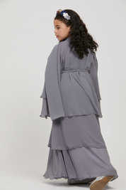 Perle Flottante : Abaya Enfant Gris (foulard inclus)