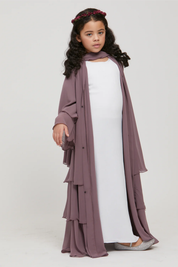 Perle Flottante : Abaya Enfant Prune (foulard inclus)