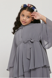 Perle Flottante : Abaya Enfant Gris (foulard inclus)