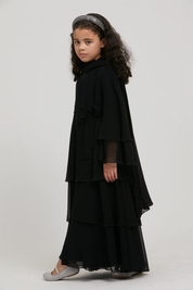 Perle Flottante : Abaya Enfant Noir (foulard inclus)