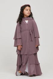 Perle Flottante : Abaya Enfant Prune (foulard inclus)