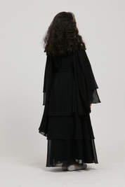Perle Flottante : Abaya Enfant Noir (foulard inclus)