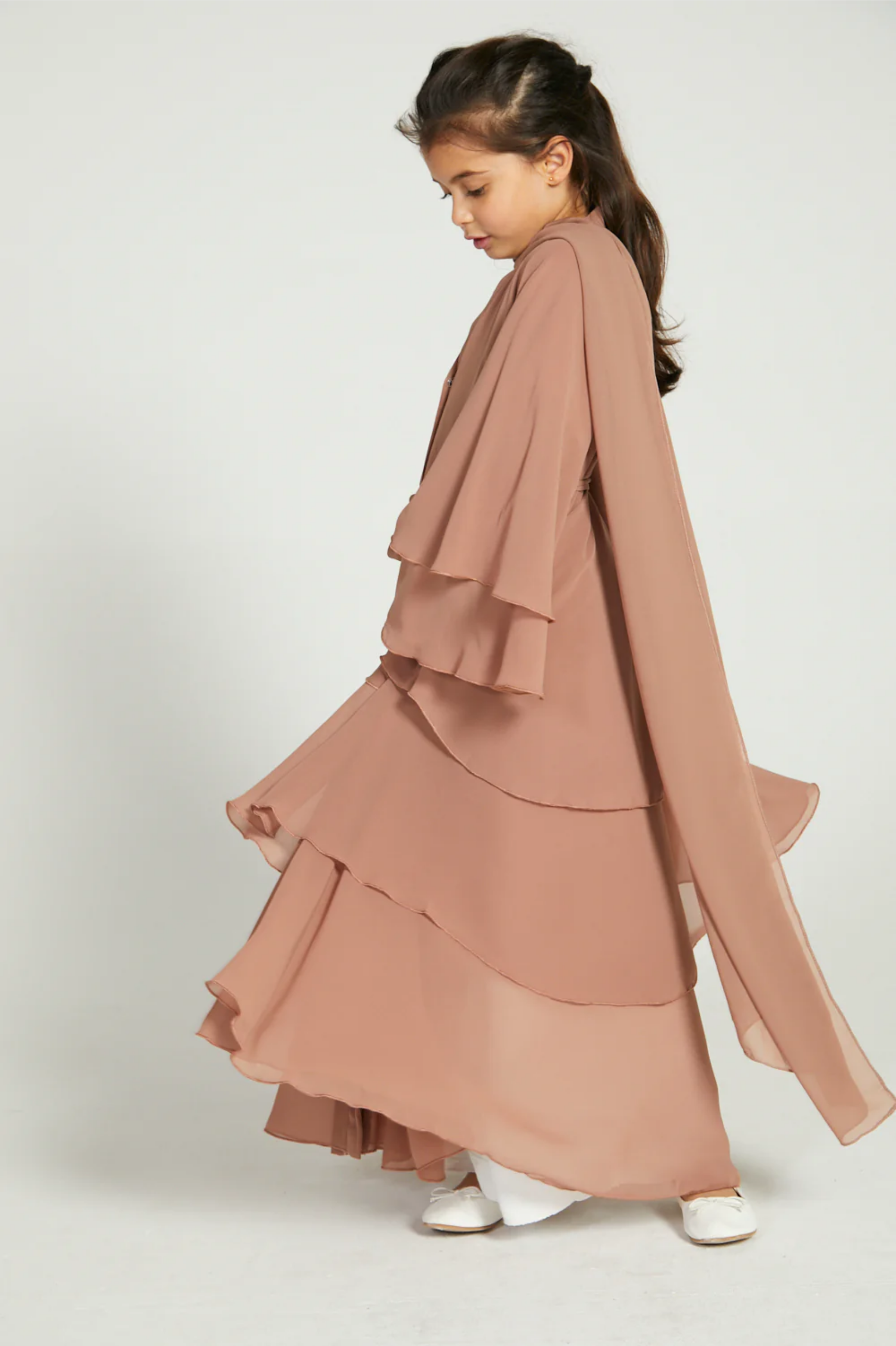 Perle Flottante : Abaya Enfant Rouille (foulard inclus)