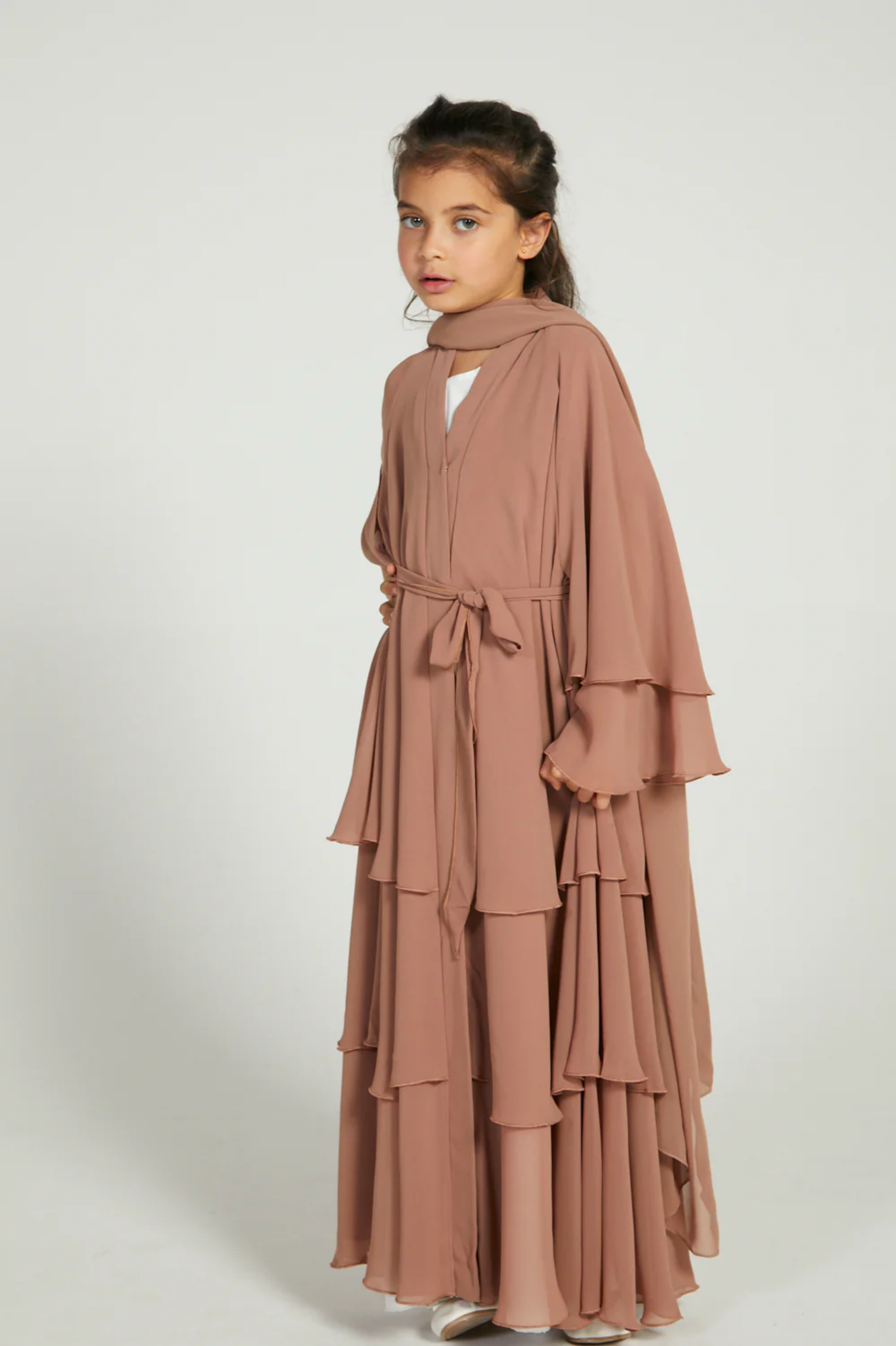 Perle Flottante : Abaya Enfant Rouille (foulard inclus)
