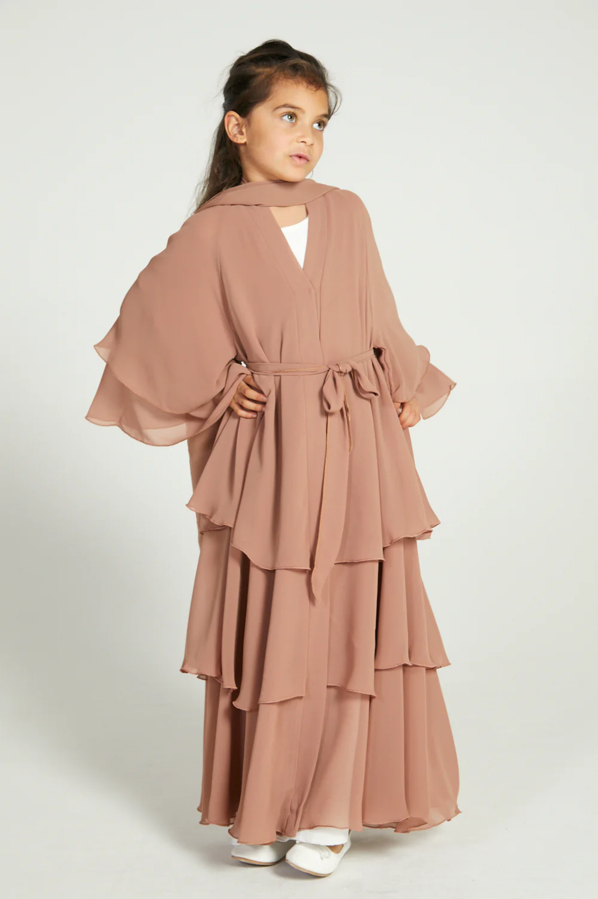 Perle Flottante : Abaya Enfant Rouille (foulard inclus)