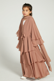 Perle Flottante : Abaya Enfant Rouille (foulard inclus)