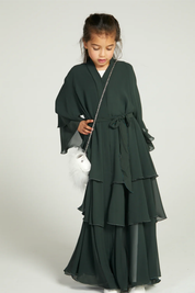 Perle Flottante : Abaya Enfant Kaki (foulard inclus)