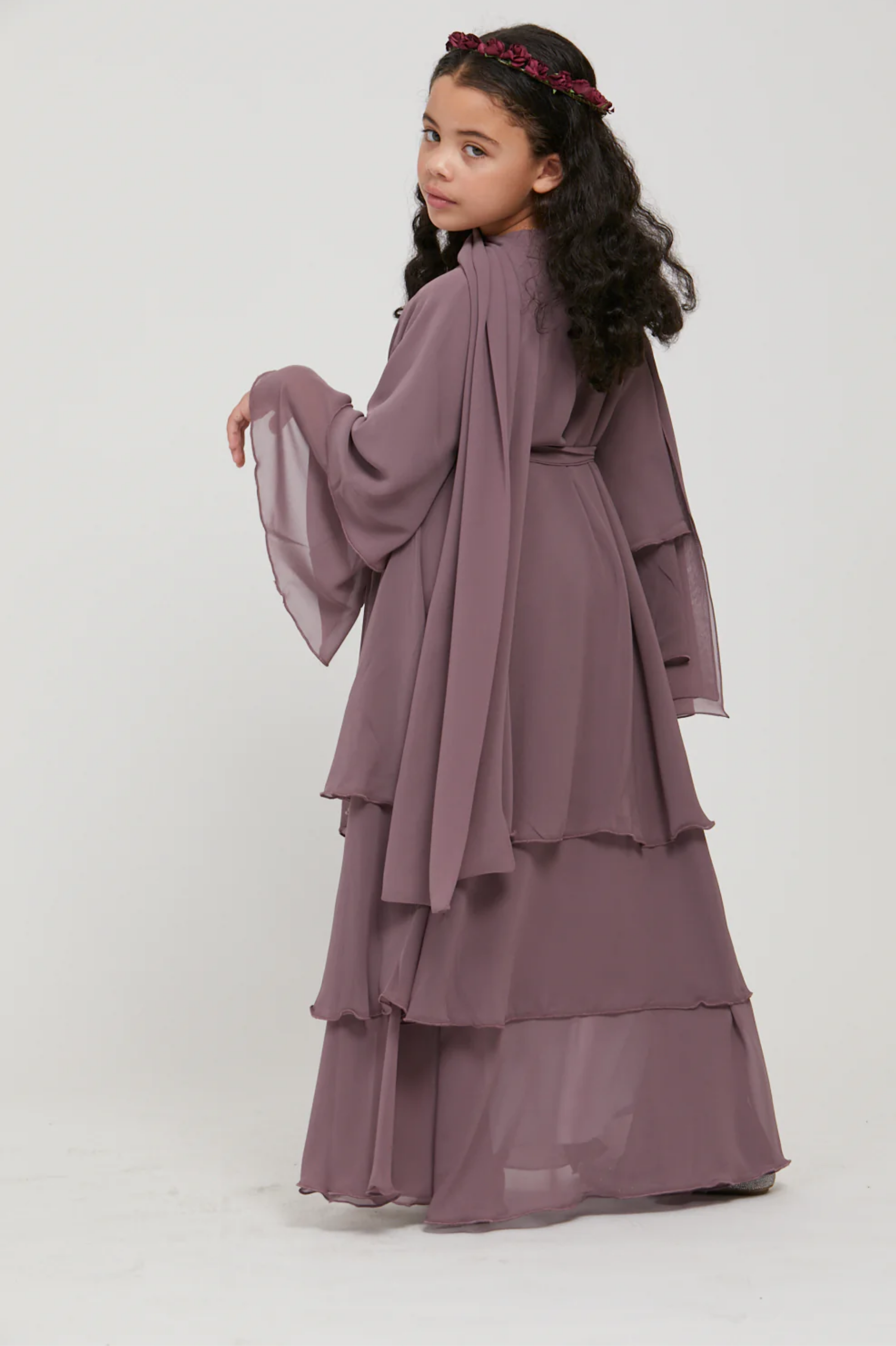 Perle Flottante : Abaya Enfant Prune (foulard inclus)