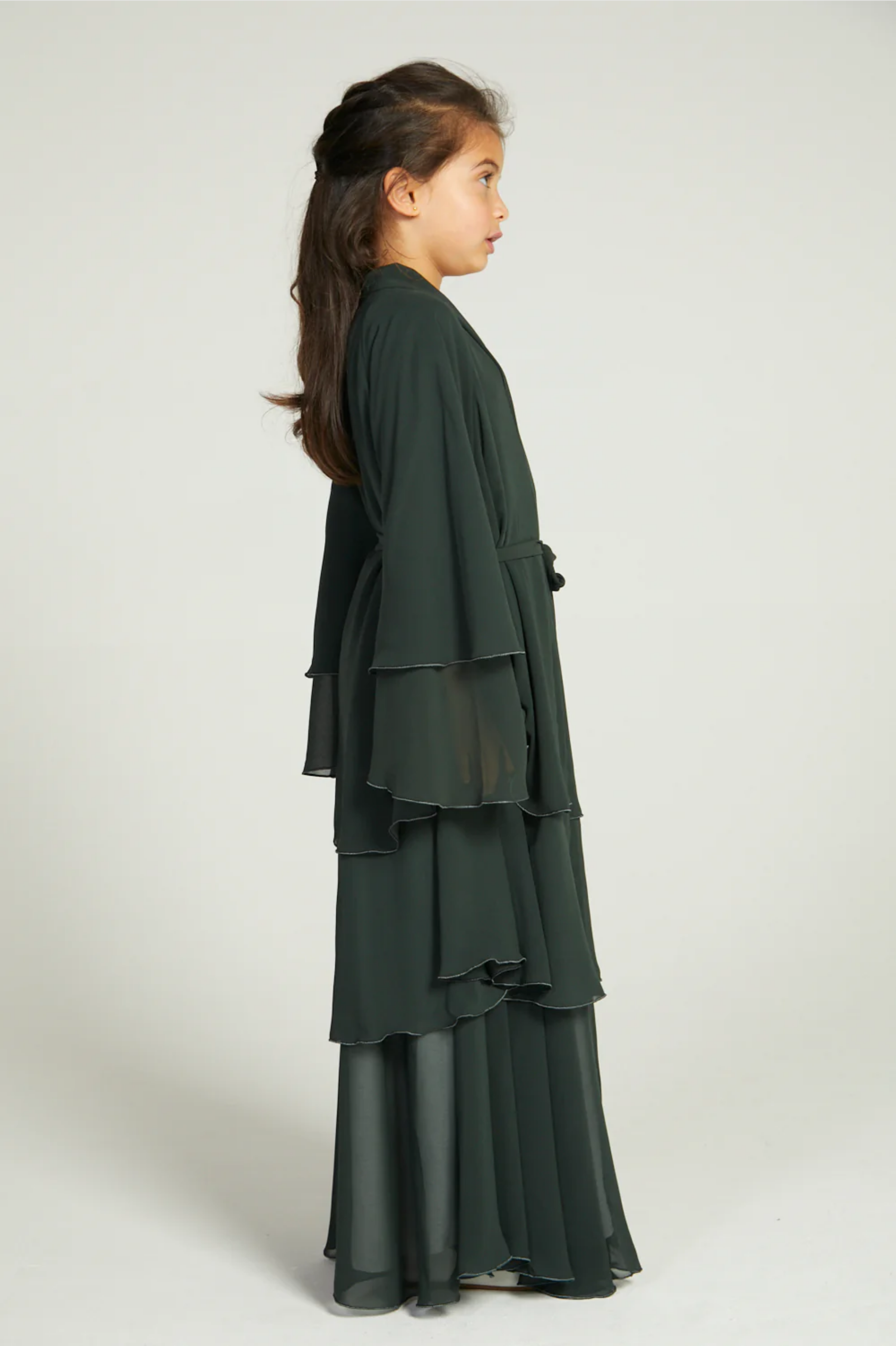 Perle Flottante : Abaya Enfant Kaki (foulard inclus)