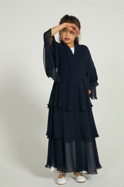 Perle Flottante : Abaya Enfant Bleu (foulard inclus)