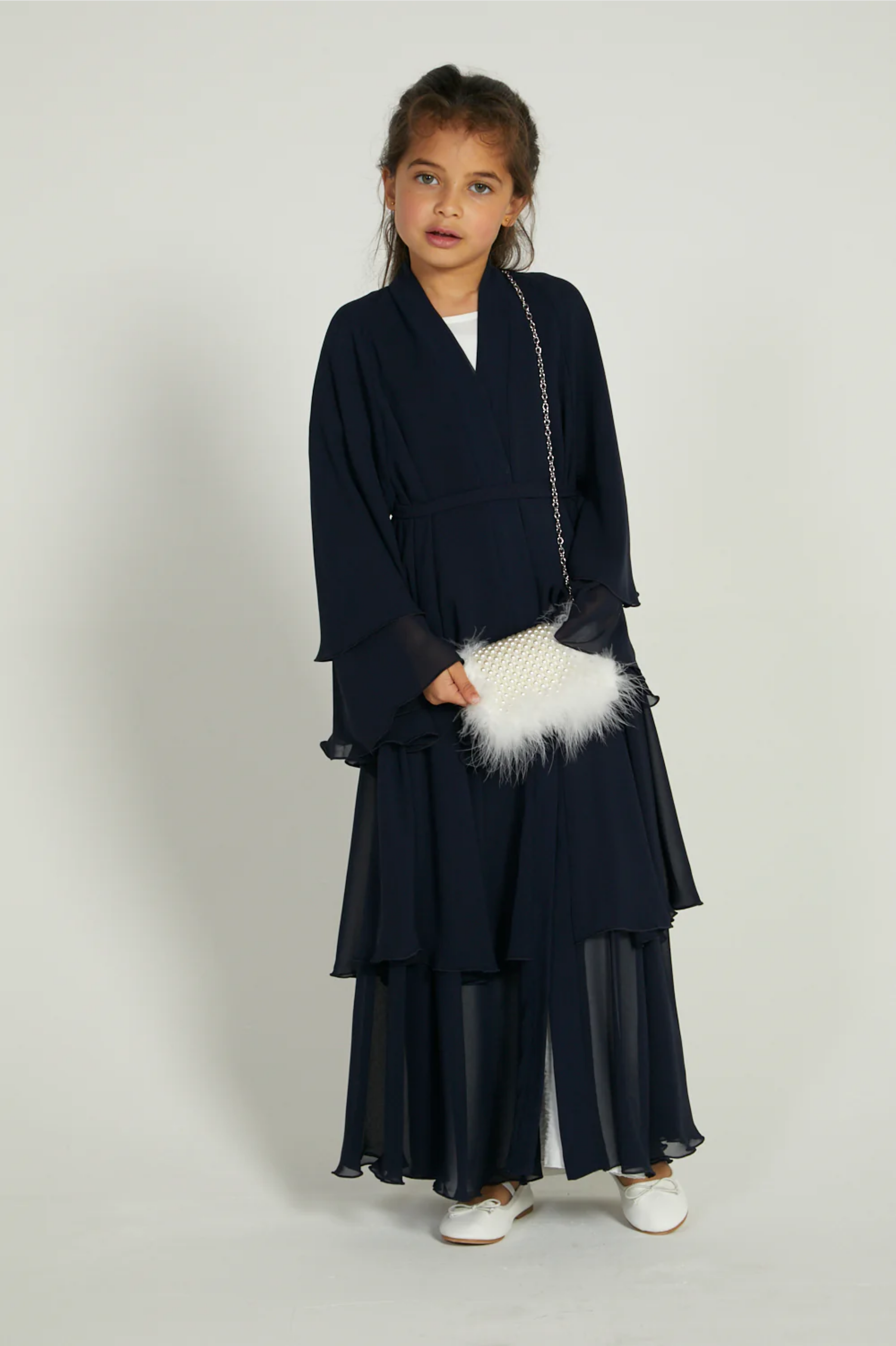 Perle Flottante : Abaya Enfant Bleu (foulard inclus)