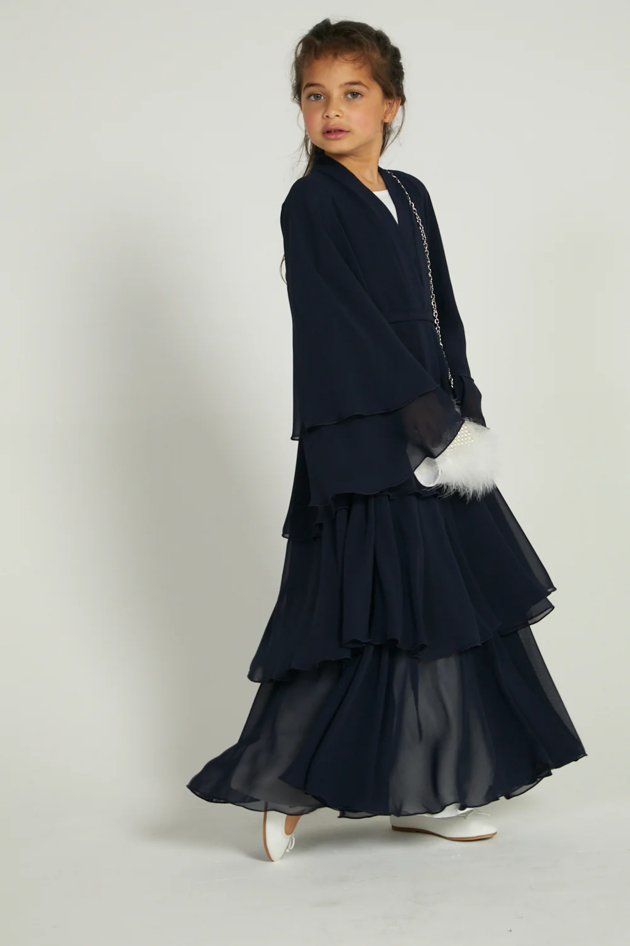 Perle Flottante : Abaya Enfant Bleu (foulard inclus)