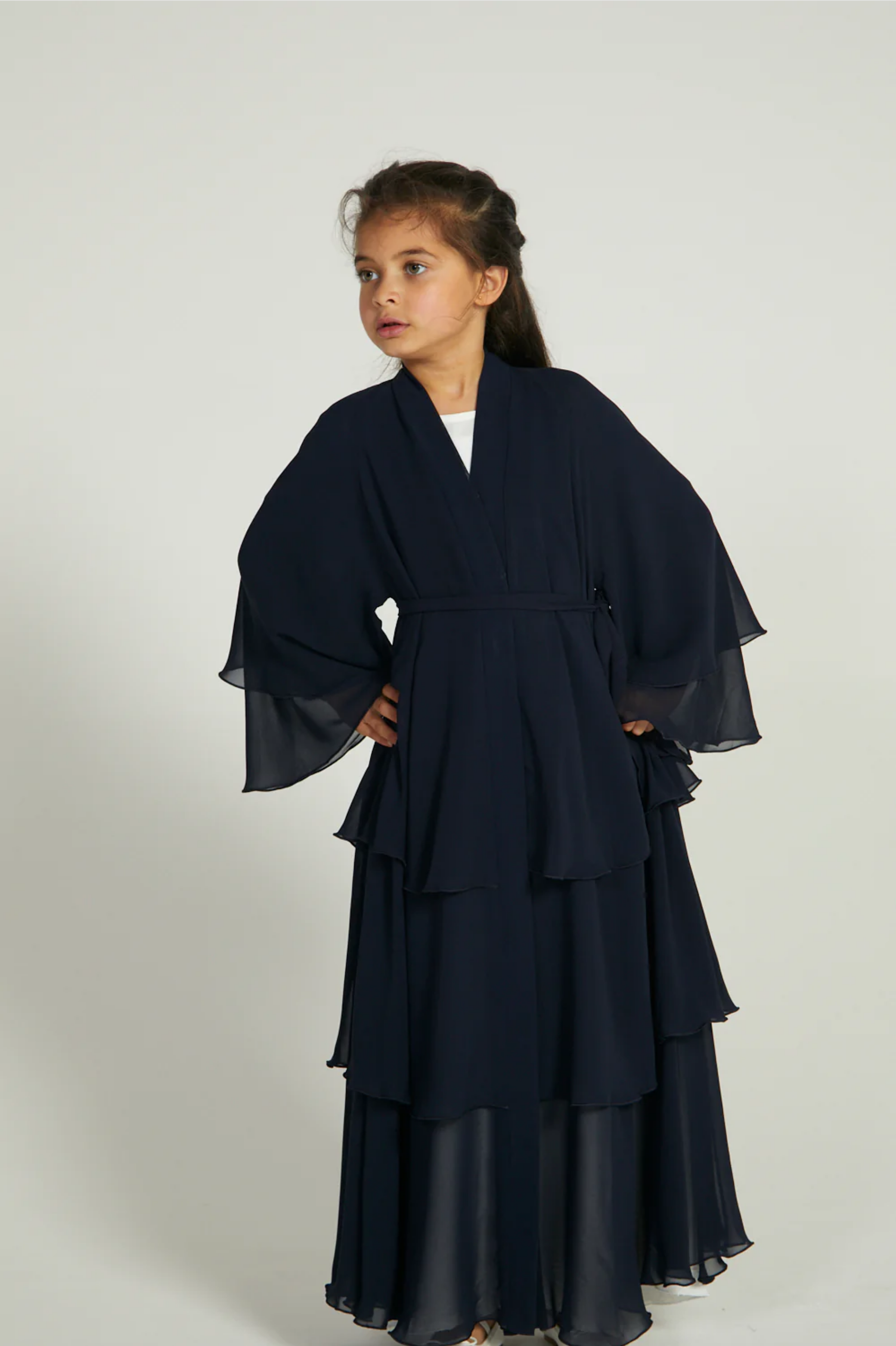 Perle Flottante : Abaya Enfant Bleu (foulard inclus)